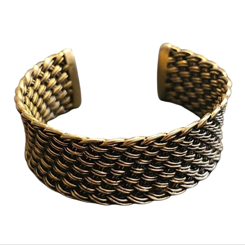 Nine West BasketWeave Mesh Gold Cuff Bracelet